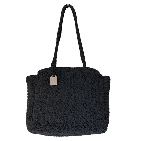 The Limited Handbags - The Limited‎ Y2k 00’s Medium Black Crochet Purse Tote Shoulder Bag Woven Knit